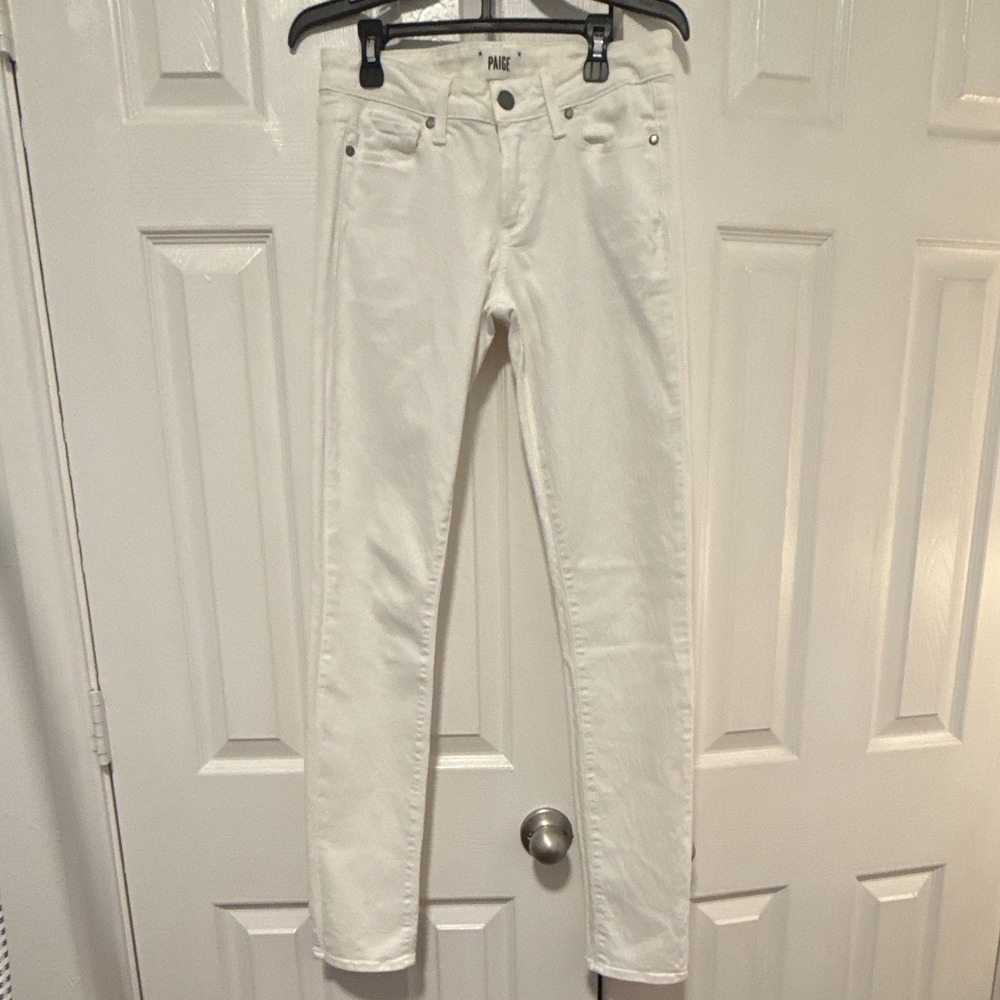 PAIGE Women's Skinny White Stretch Denim Jeans 5-Pocket Mid Rise